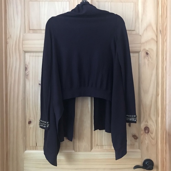 Tracy M. embellished waterfall open cascade front cardigan size small - Picture 7 of 8